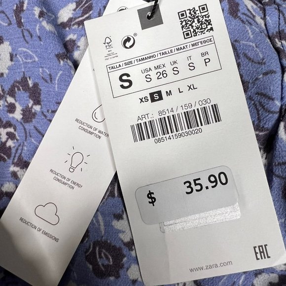 Zara Ruffle Faux Wrap Skirt Blue Floral Small - Picture 3 of 6